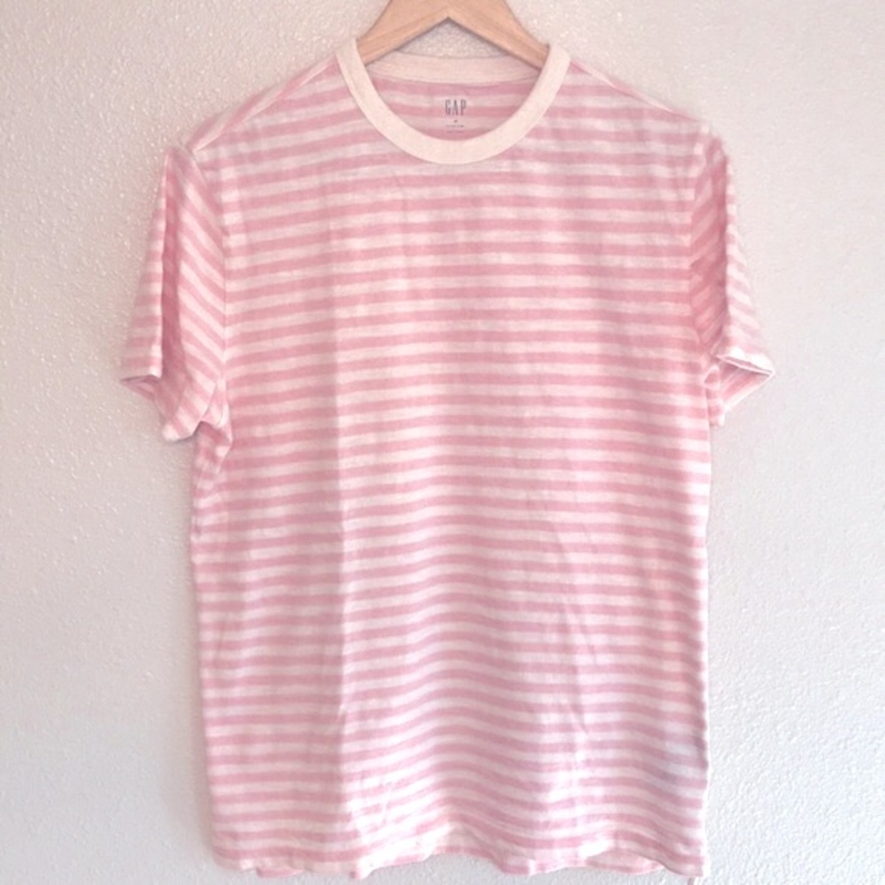 GAP slub cotton tee, striped pink and white, M